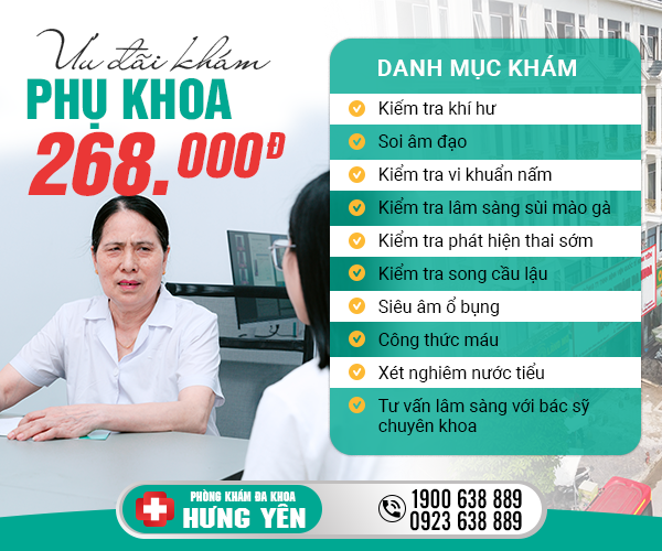 Gói khám phụ khoa ở phòng khám đa khoa Hưng Yên tiết tiệm chi phí chỉ từ 268K